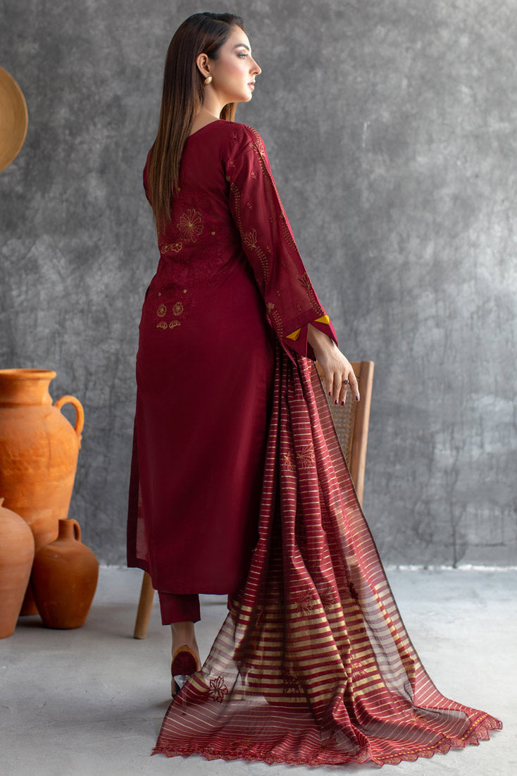 Marjjan | Aangan Embroidered Viscose |  MNC-183 (RED)