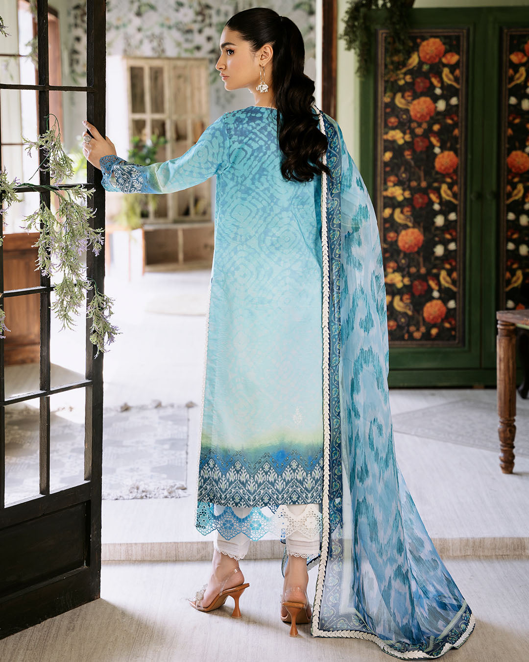 Roheenaz | Flora Printed Lawn | Azure - Khanumjan  Pakistani Clothes and Designer Dresses in UK, USA 