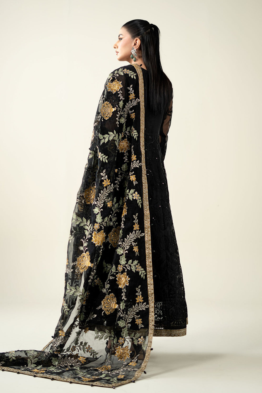 Maria B | Pre Fall Dresses | 3 Piece Embroidered Suit Black