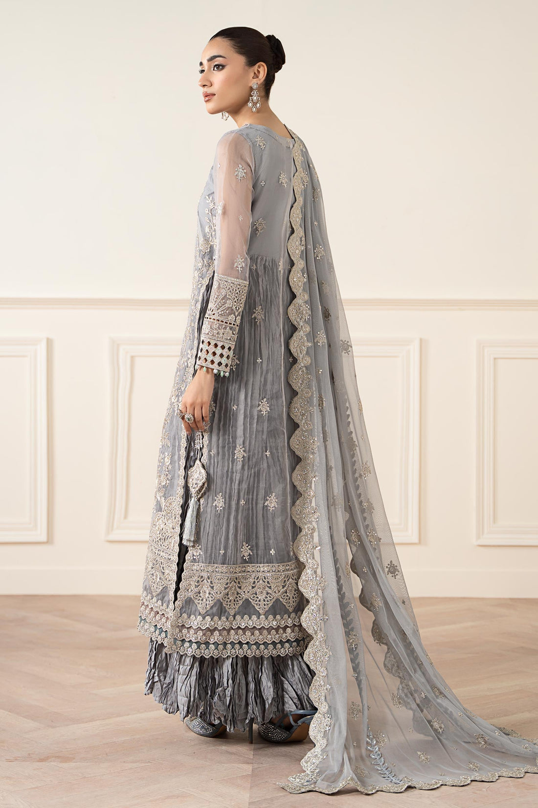 Maria B | Pre Fall Dresses | 3 Piece Embroidered Organza Suit GRAY