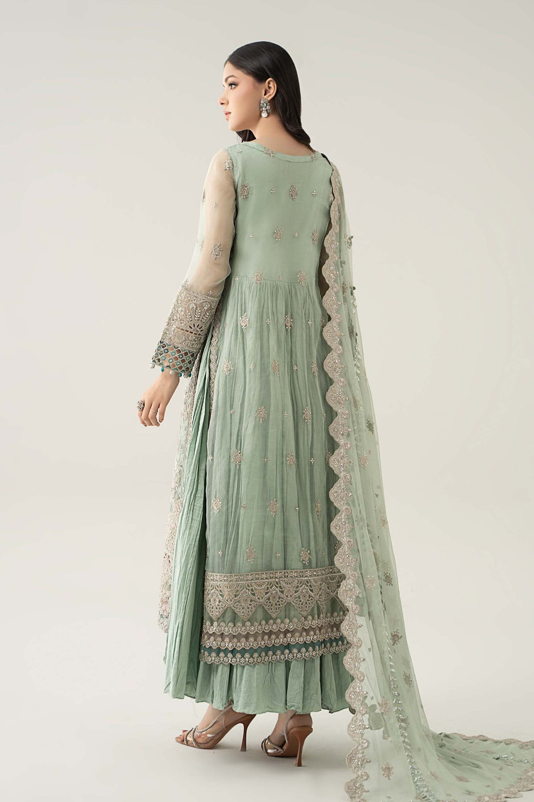 Maria B | Pre Fall Dresses | 3 Piece Embroidered Organza Suit Sea Green