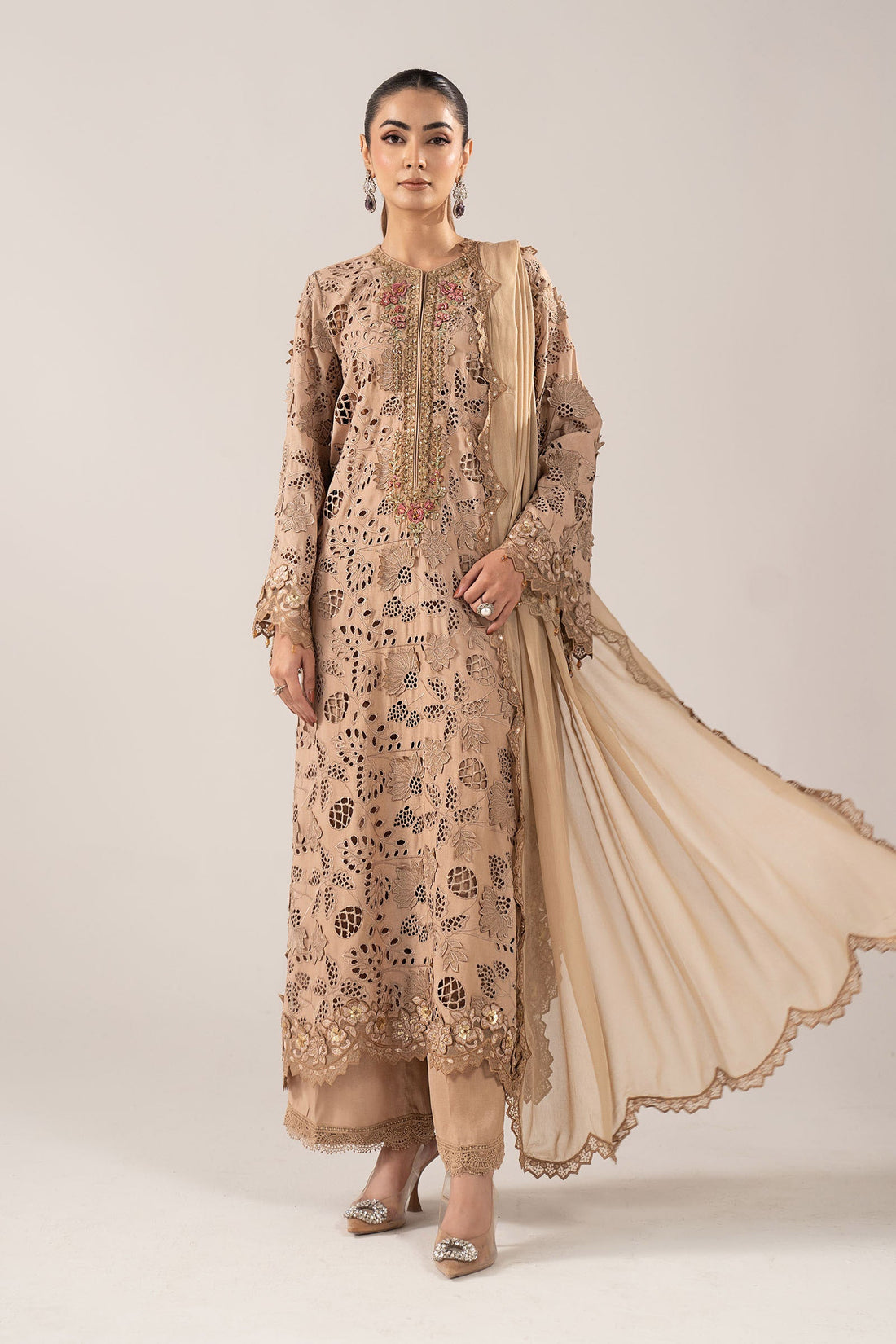 maria b silk dress Maria B MPC-25-105 Tea Pink Chiffon Dress