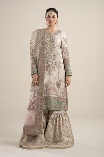 Maria B | Pre Fall Dresses | 3 Piece Embroidered Bamber Raw Silk Suit HH