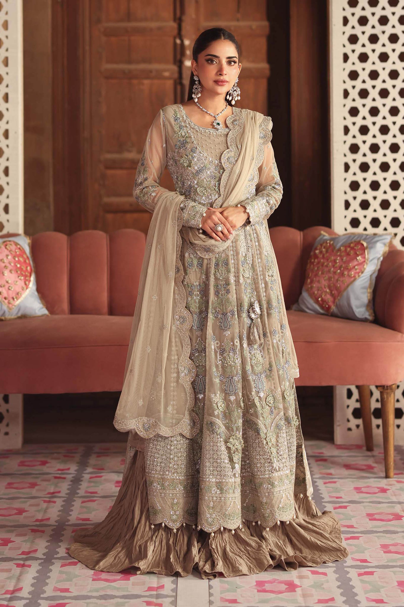 maria b grey dress Maria b grey double tone Mbroided collection 2025