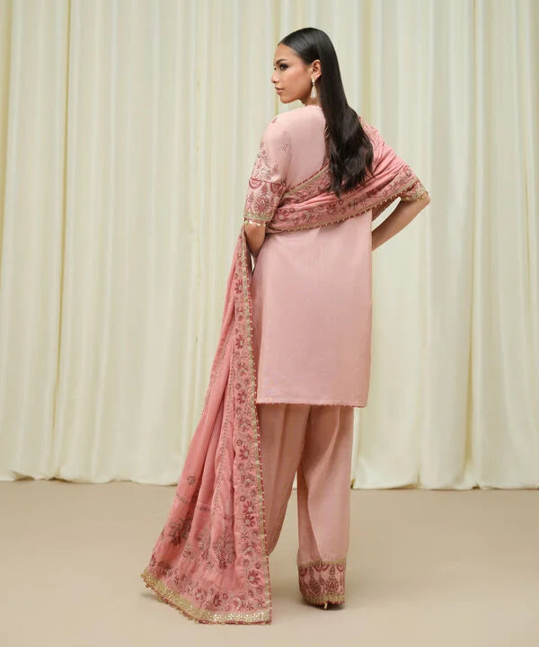 Sapphire | Fall Winter 25 | 3 Piece - Embroidered Raw Silk Suit U3FELX25V643