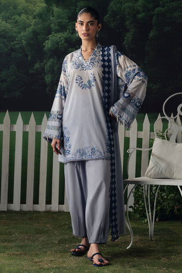 Cross Stitch | The Moonsoon Edit 26 | AZURE BLOOM-3PC PRINTED SUIT