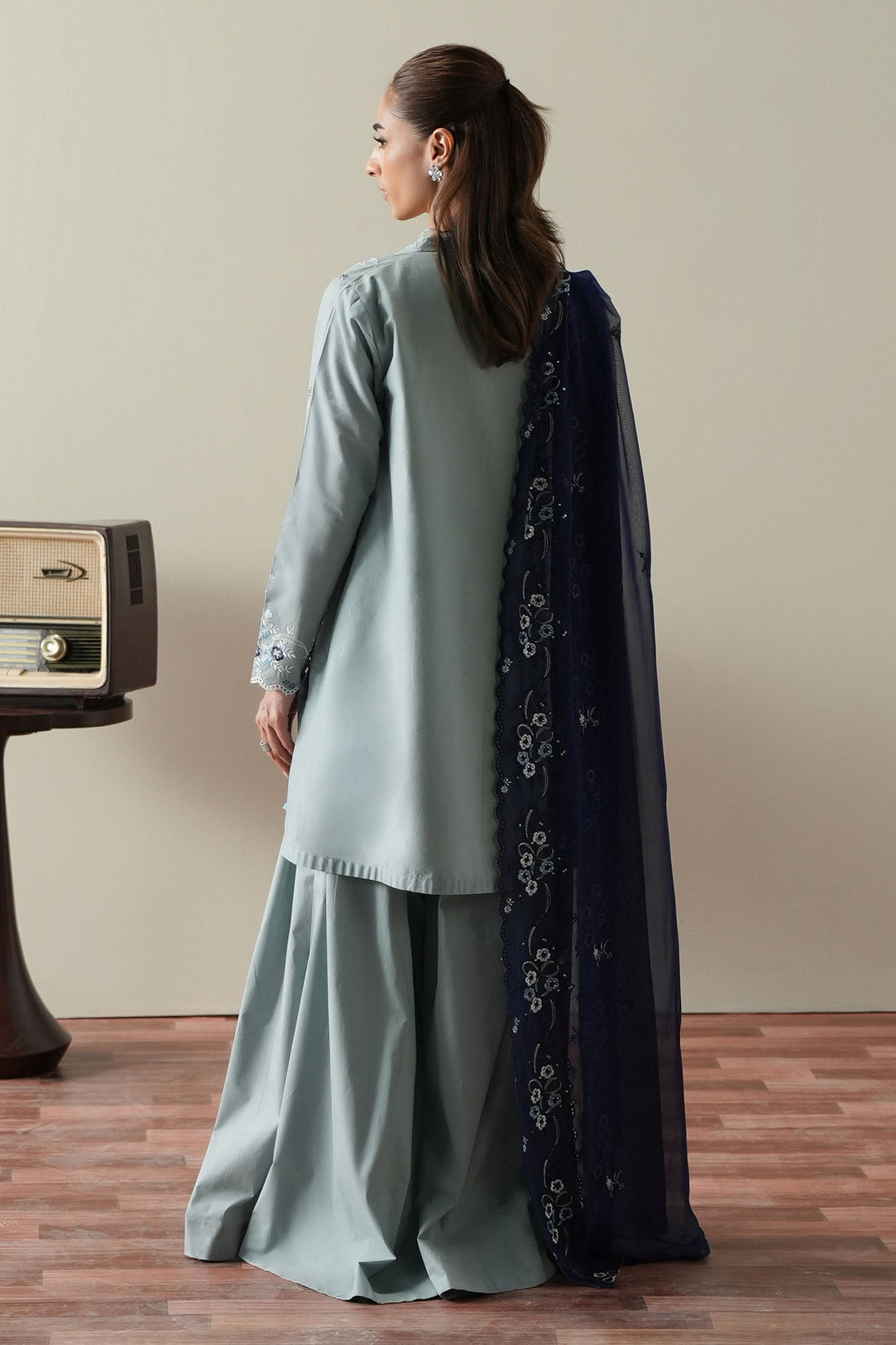 Cross Stitch | Mahiri Embroidered Collection 26 |AQUA SMOKE