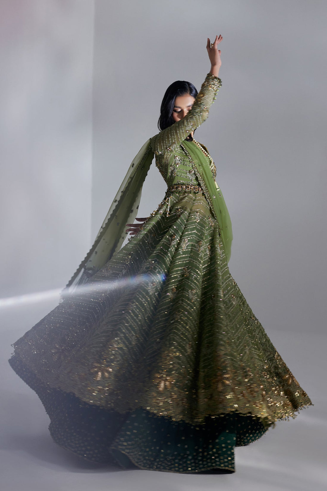 Elan | Luxury Wedding Wears | SCINTILLANT OLIVE (EP-20995)