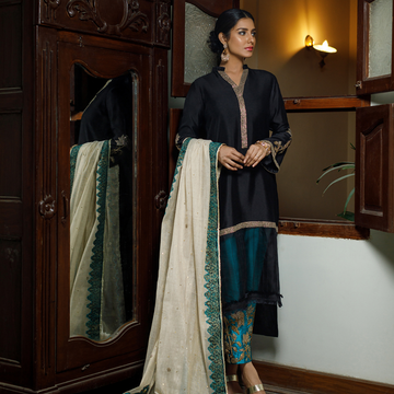 Wahajmkhan | Bahar Begum Formals | BLACK TURQUOISE BEGUM JORA - Khanumjan  Pakistani Clothes and Designer Dresses in UK, USA 