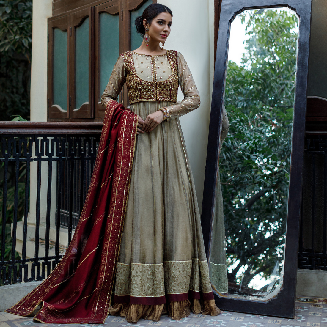 Wahajmkhan | Bahar Begum Formals | IVORY & MAROON BEGUM PESHWAS - Khanumjan  Pakistani Clothes and Designer Dresses in UK, USA 