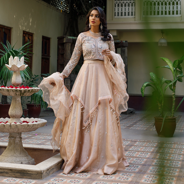 Wahajmkhan | Bahar Begum Formals | NUDE BIRD LEHNGA - Khanumjan  Pakistani Clothes and Designer Dresses in UK, USA 