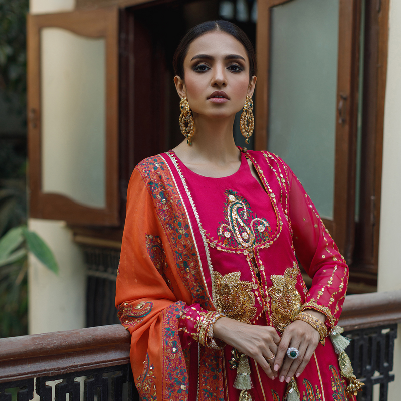 Wahajmkhan | Bahar Begum Formals | MAGENTA BLOCK ANARKALI - Khanumjan  Pakistani Clothes and Designer Dresses in UK, USA 