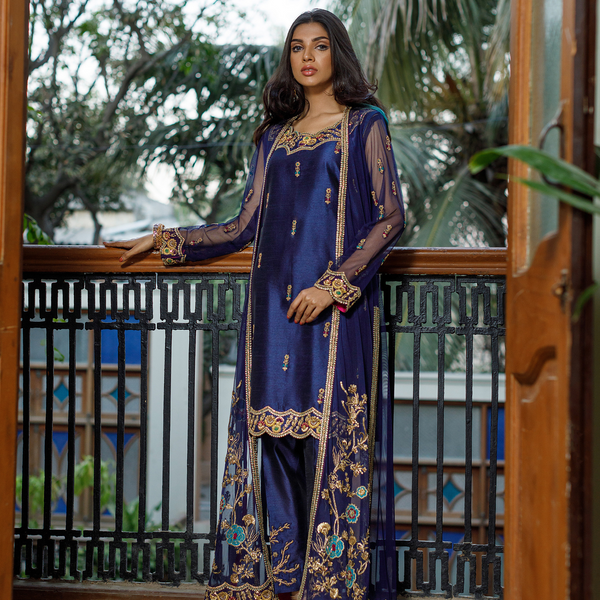 Wahajmkhan | Bahar Begum Formals | NAVY BEGUM JACKET - Khanumjan  Pakistani Clothes and Designer Dresses in UK, USA 