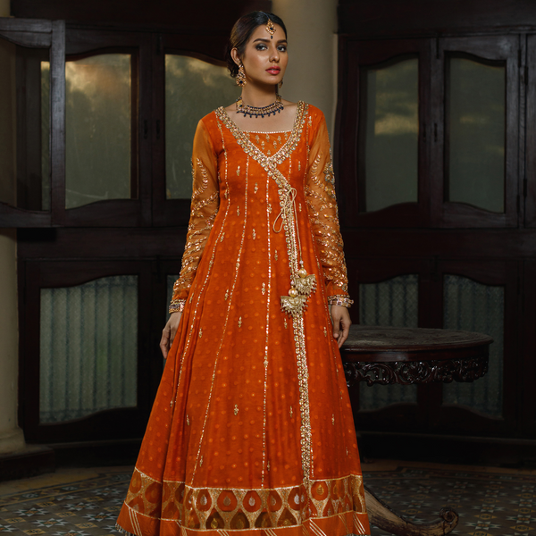 Wahajmkhan | Bahar Begum Formals | SAPPHIRE BURNT ANGARKHA - Khanumjan  Pakistani Clothes and Designer Dresses in UK, USA 