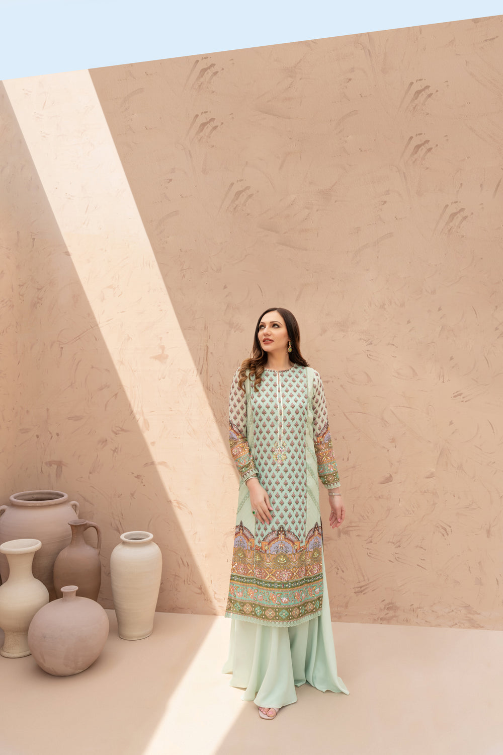 Wahaj M Khan | The Print Story |  Sea Green TPS Outfit