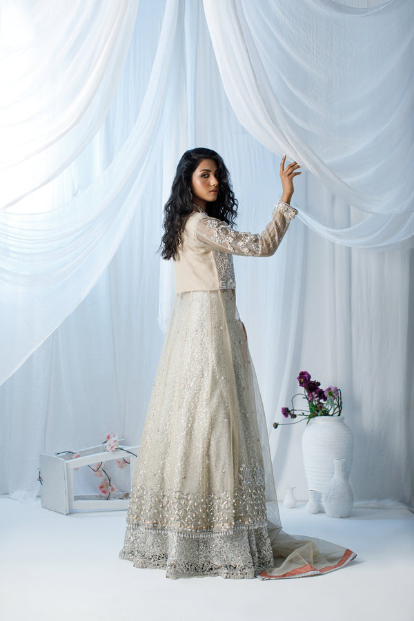 Wahaj M Khan | Zohra Drop 2 Formals | Silver Tissue Net Zohra Outfit