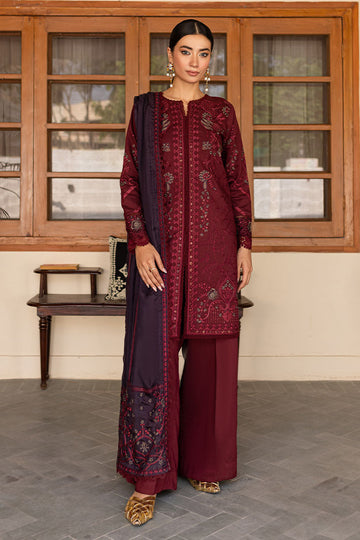 Marjjan | Aangan Embroidered Viscose |  PEV-19 B (MEHROON)