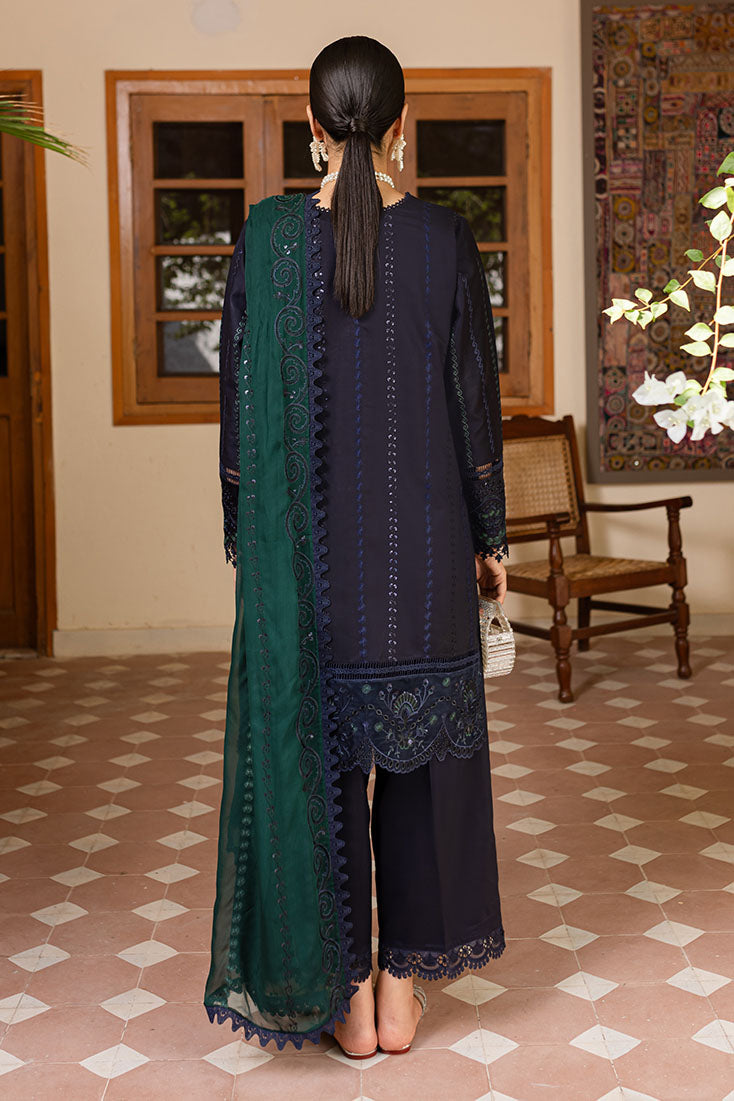 Marjjan | Aangan Embroidered Viscose |  PEV-23 A (NAVY BLUE)