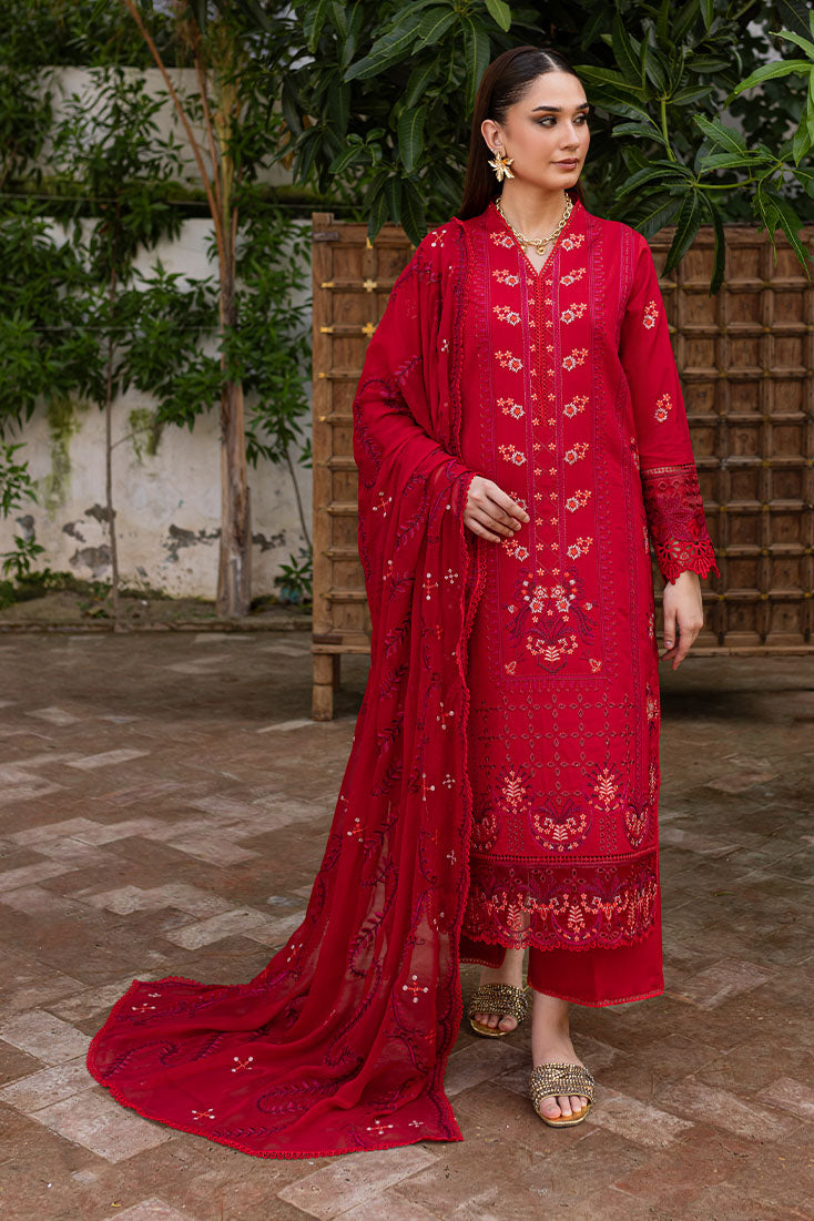 Marjjan | Aangan Embroidered Viscose |  PEV-24 B (RED)