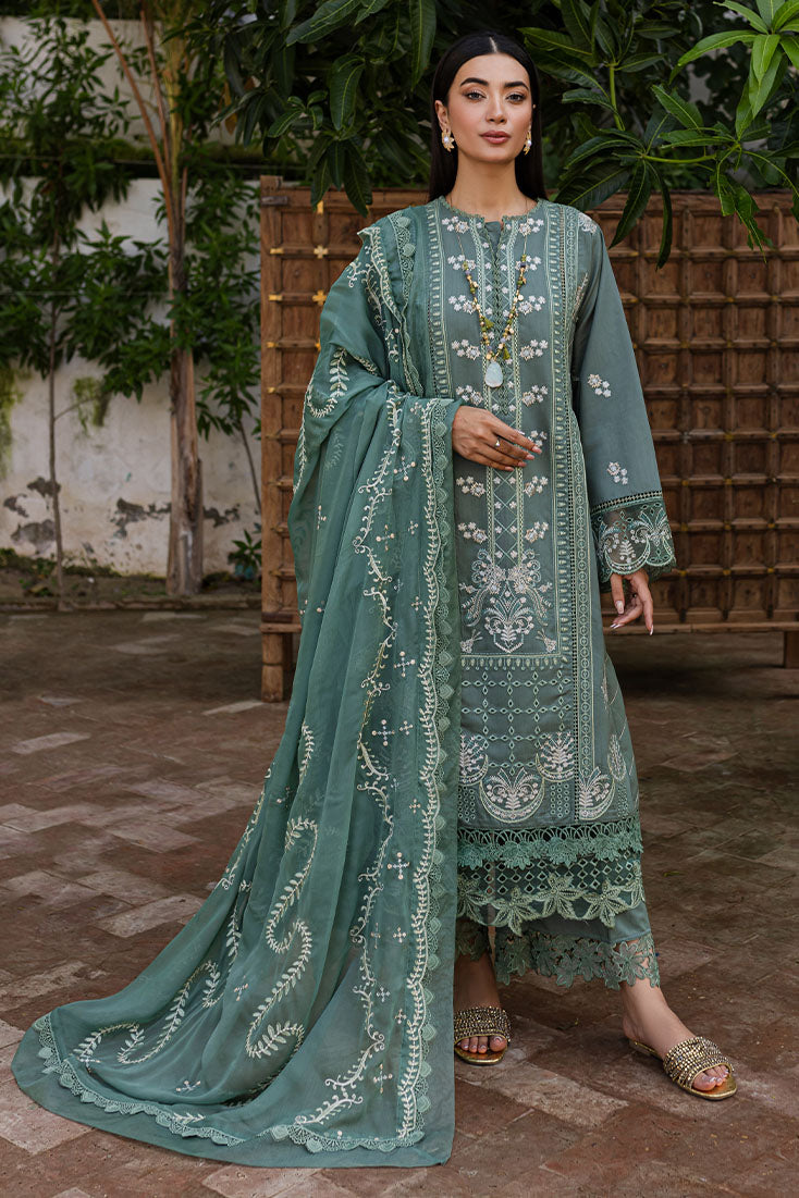 Marjjan | Aangan Embroidered Viscose |  PEV-24 A (OLIVE GREEN)