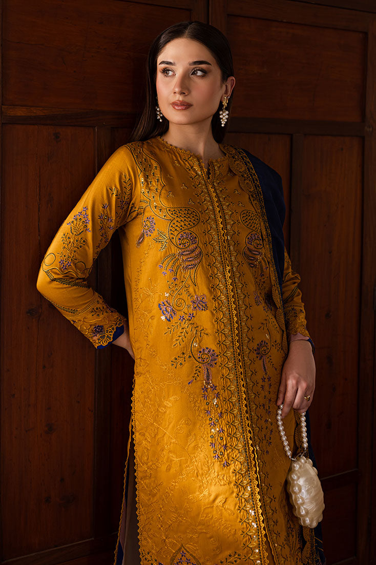 Marjjan | Aangan Embroidered Viscose |  PEV-19 A (MUSTARD)