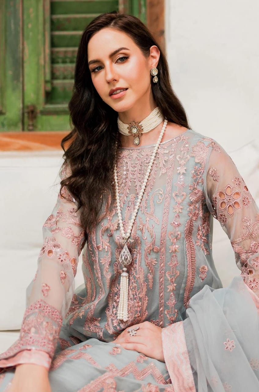 Maryum N Maria | Sorina Luxury Chiffon 23 | Dawn Blue (MW23-510) - Khanumjan  Pakistani Clothes and Designer Dresses in UK, USA 