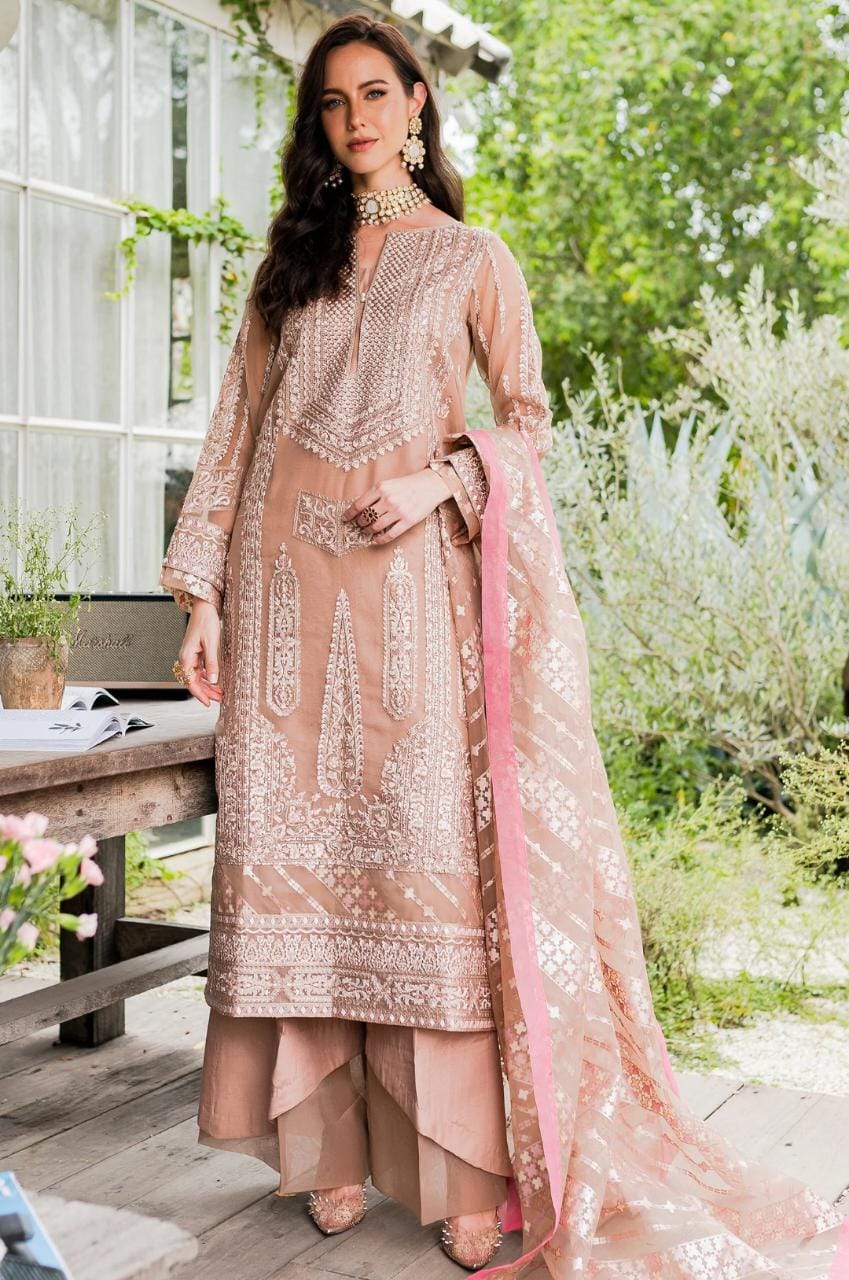 Maryum N Maria | Sorina Luxury Chiffon 23 | Peach Beige (MW23-503) - Khanumjan  Pakistani Clothes and Designer Dresses in UK, USA 