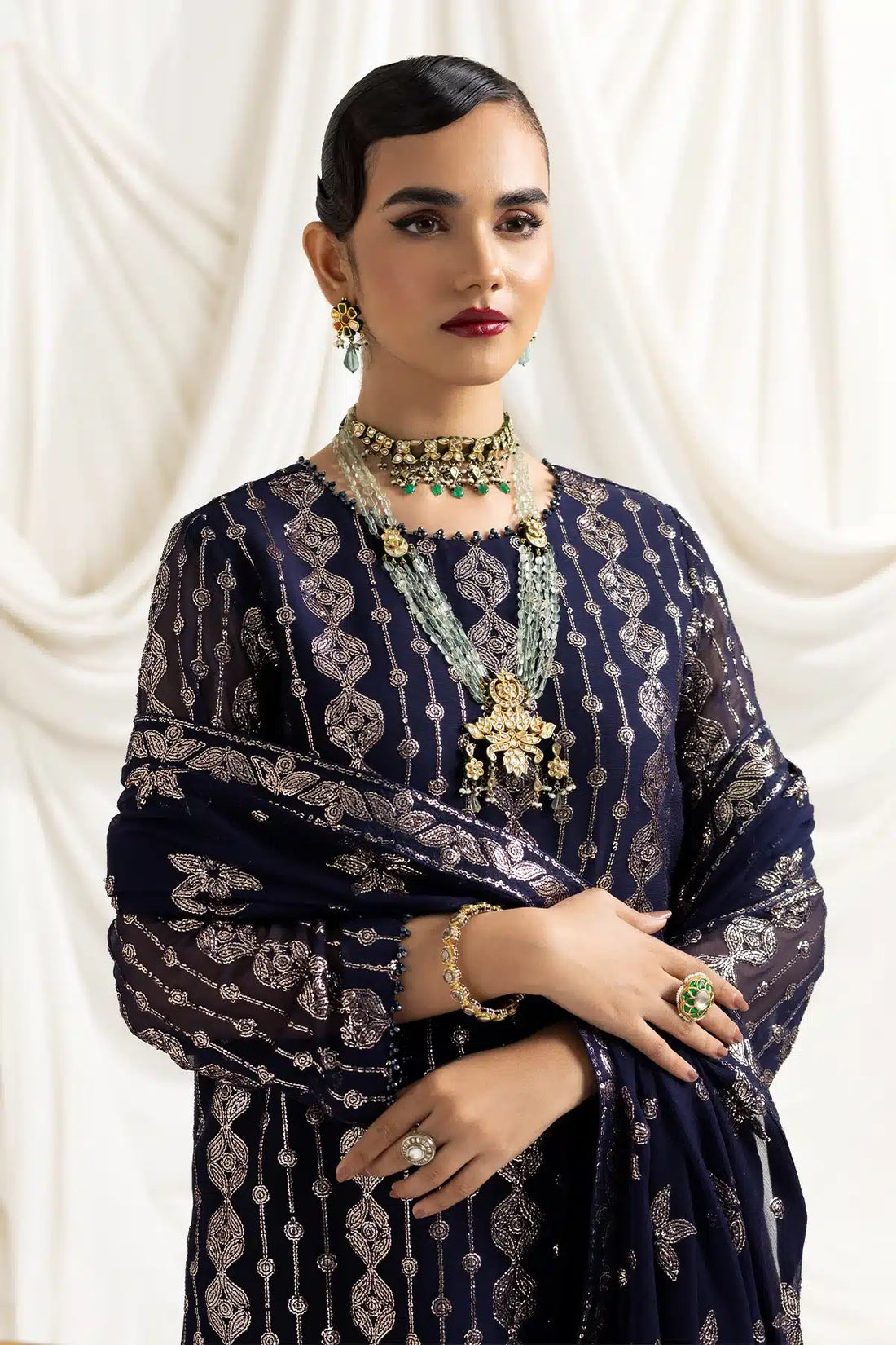 Alizeh | Dua Formals 23 | DUA-V02D01A- AIREEN(NAVY BLUE) - Khanumjan  Pakistani Clothes and Designer Dresses in UK, USA 