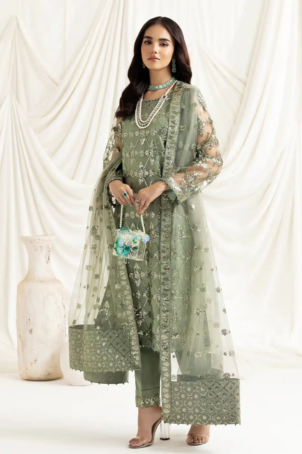 Alizeh | Dua Formals 23 | DUA-V02D02B-ALARA(PISTACHIO) - Khanumjan  Pakistani Clothes and Designer Dresses in UK, USA 