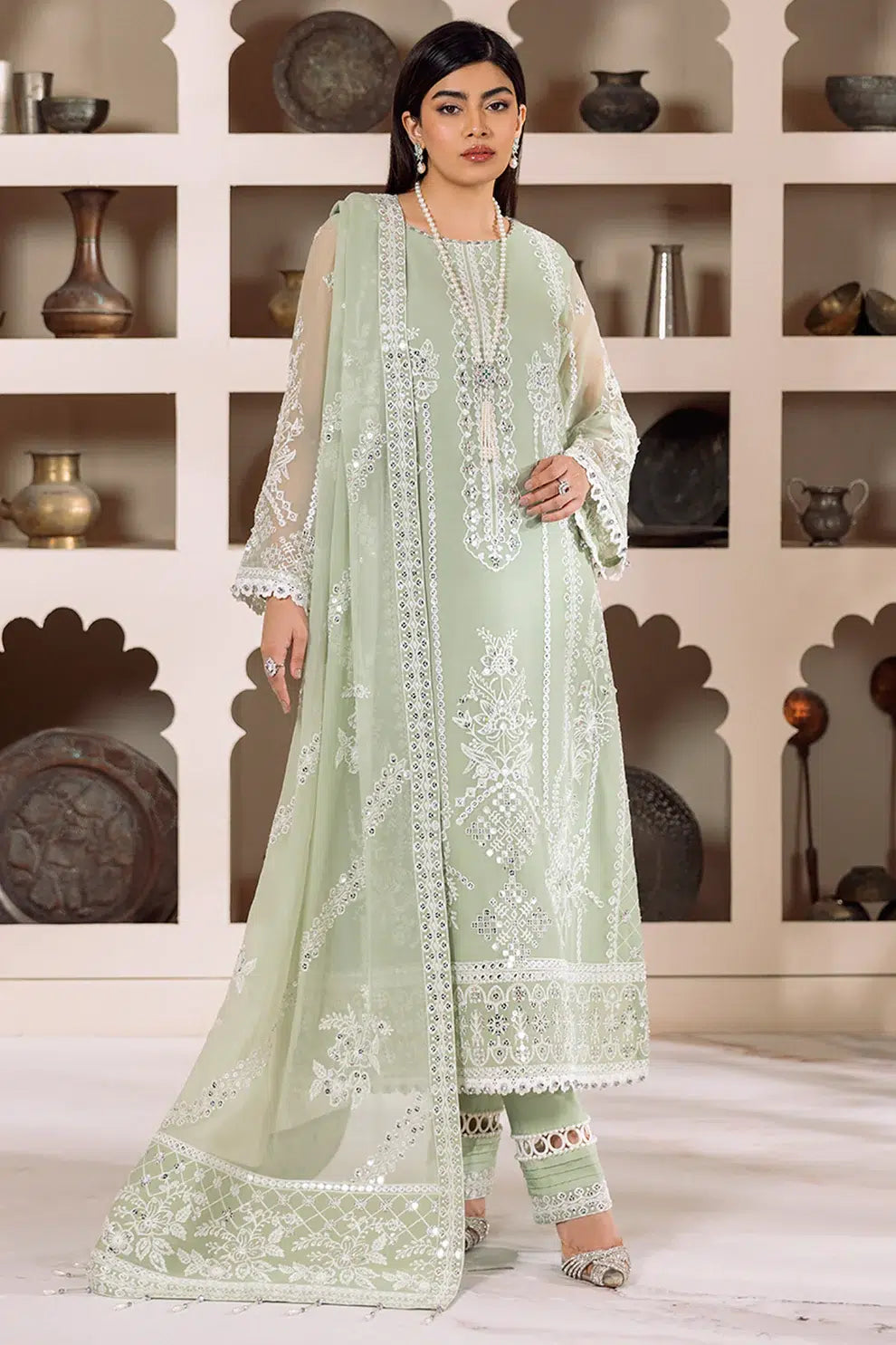 Alizeh | Dua Formals 23 | DUA-V01D04A- MEHRUNISA ( PISTA ) - Khanumjan  Pakistani Clothes and Designer Dresses in UK, USA 