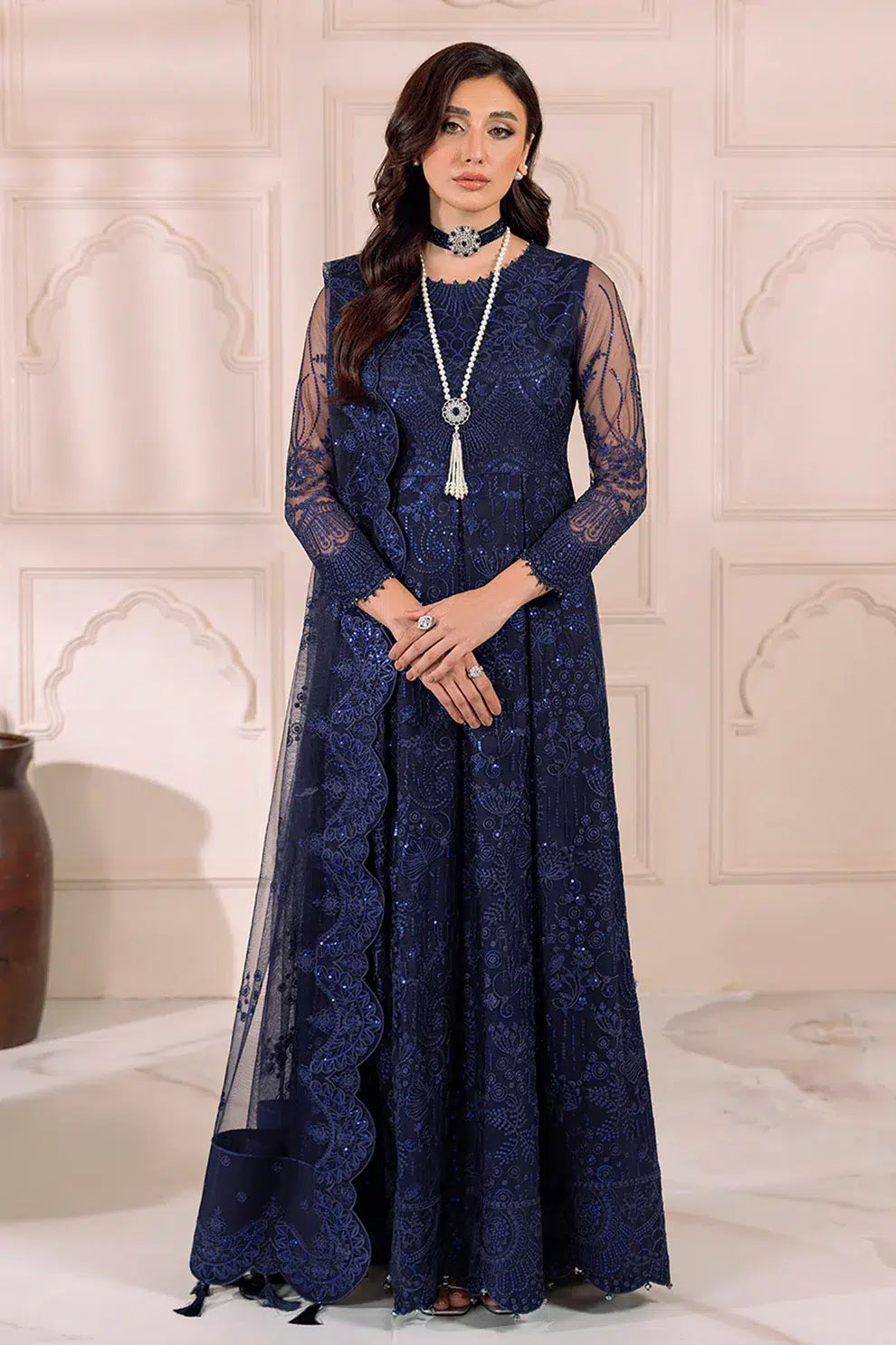 Alizeh | Dua Formals 23 | DUA-V01D01A- KHIRAD ( BLUE ) - Khanumjan  Pakistani Clothes and Designer Dresses in UK, USA 