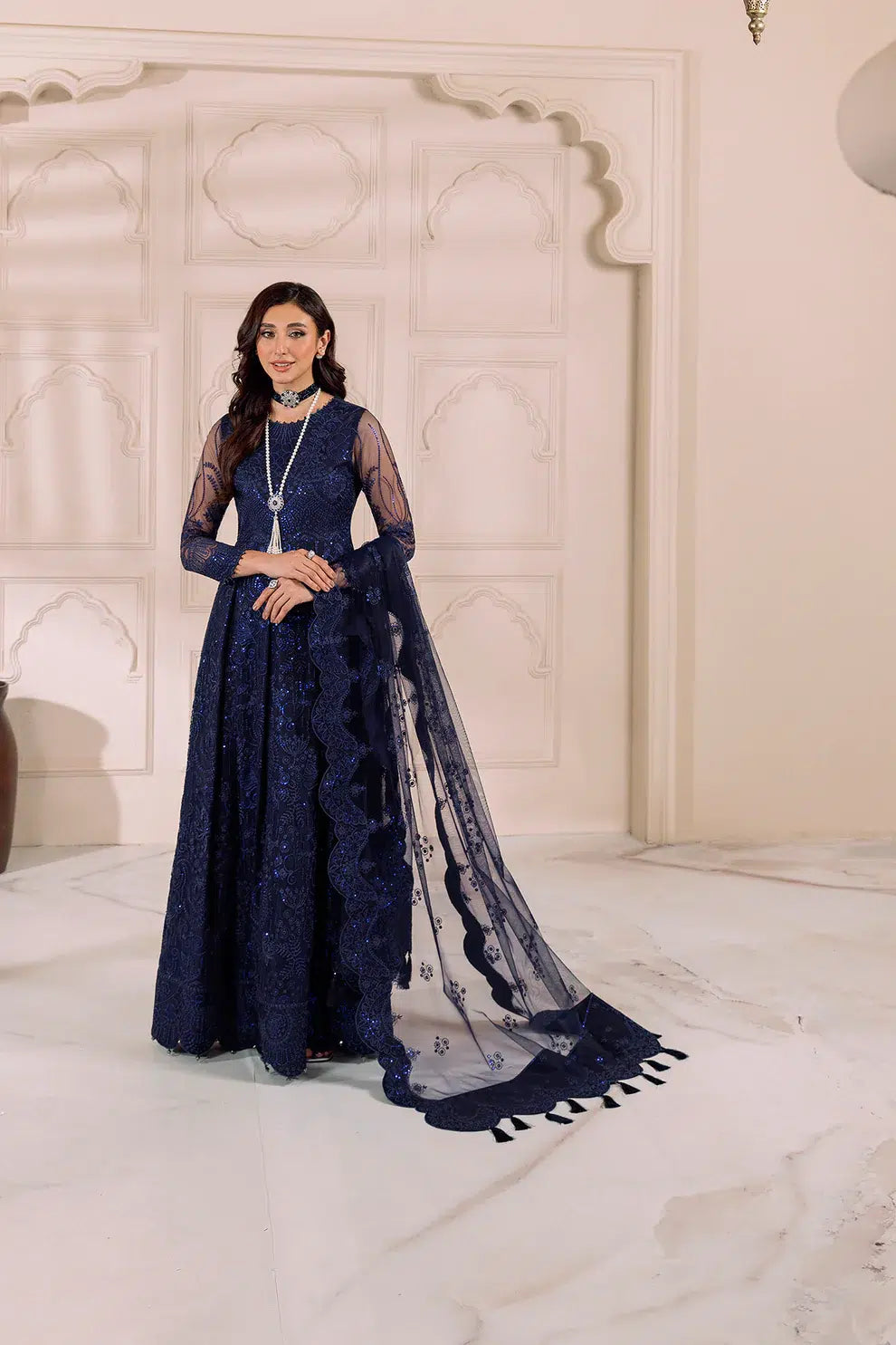 Alizeh | Dua Formals 23 | DUA-V01D01A- KHIRAD ( BLUE ) - Khanumjan  Pakistani Clothes and Designer Dresses in UK, USA 