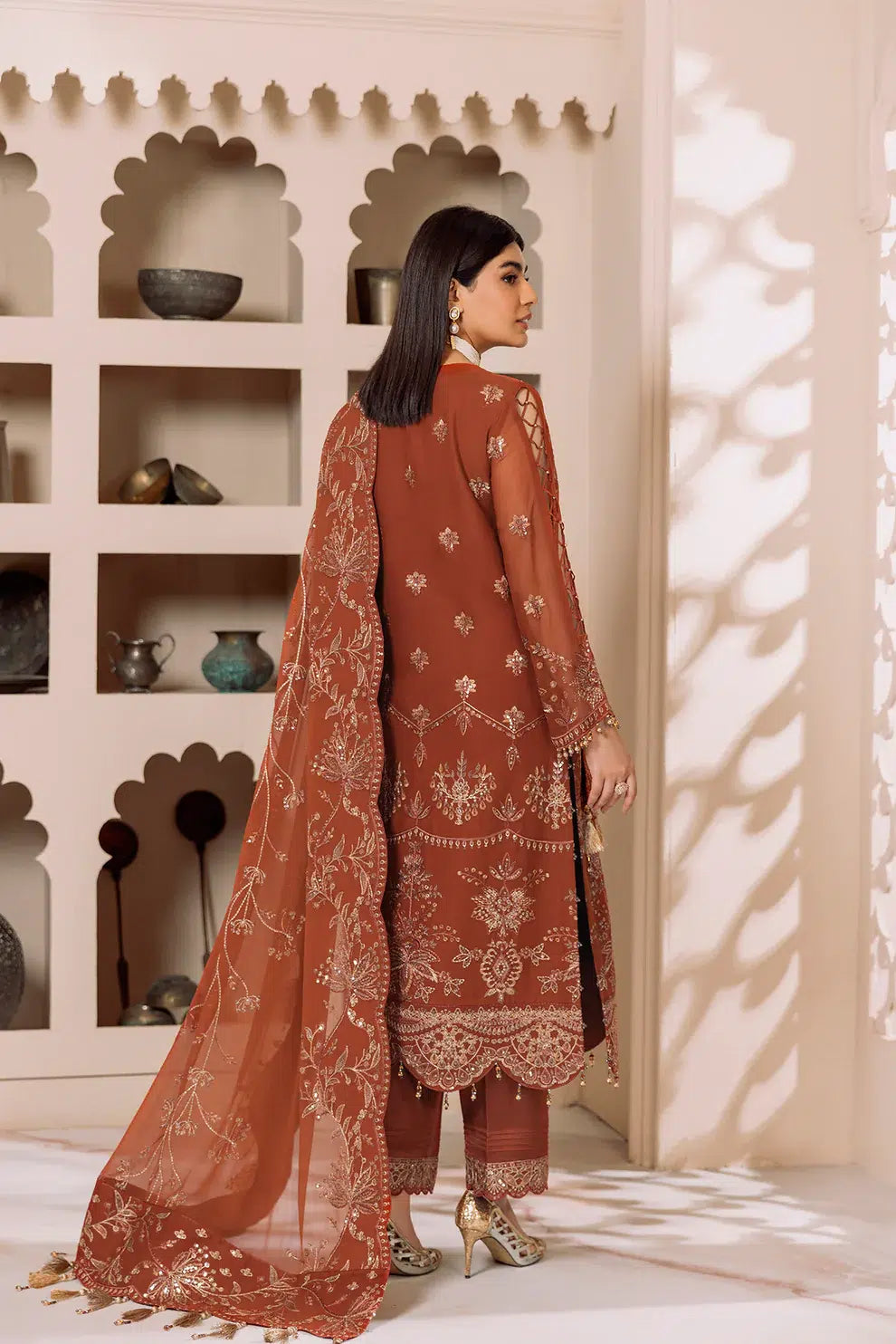 Alizeh | Dua Formals 23 | DUA-V01D02A- LYRA ( RUST ) - Khanumjan  Pakistani Clothes and Designer Dresses in UK, USA 