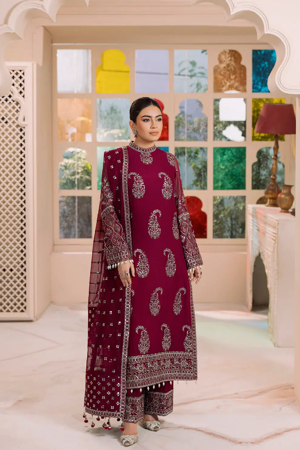 Alizeh | Dua Formals 23 | DUA-V01D06A- AMAYA ( MAGENTA ) - Khanumjan  Pakistani Clothes and Designer Dresses in UK, USA 