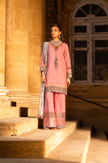 Alkaram | Spring Summer Festive 24 | Embroidered Two Way Slub Tea Pink - Khanumjan  Pakistani Clothes and Designer Dresses in UK, USA 