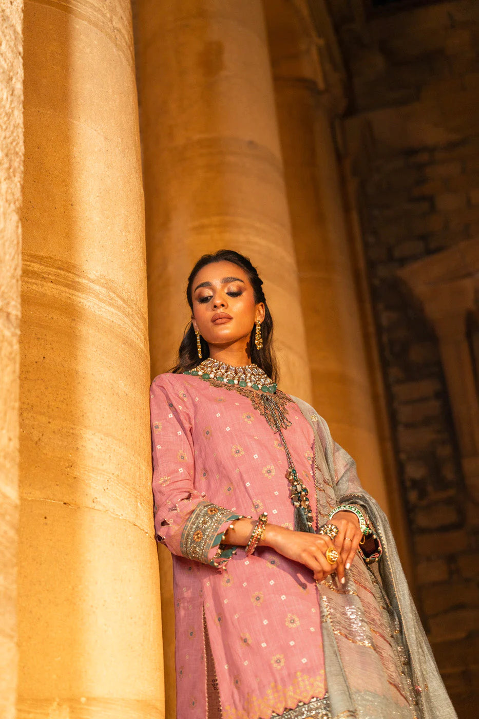 Alkaram | Spring Summer Festive 24 | Embroidered Two Way Slub Tea Pink - Khanumjan  Pakistani Clothes and Designer Dresses in UK, USA 