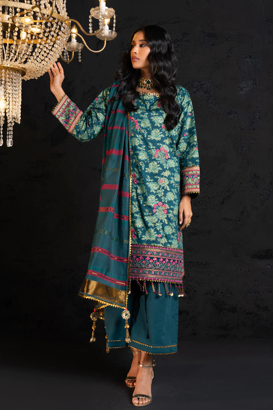 Alkaram | Spring Summer Festive 24 | Embroidered Two Way Slub Teal - Khanumjan  Pakistani Clothes and Designer Dresses in UK, USA 