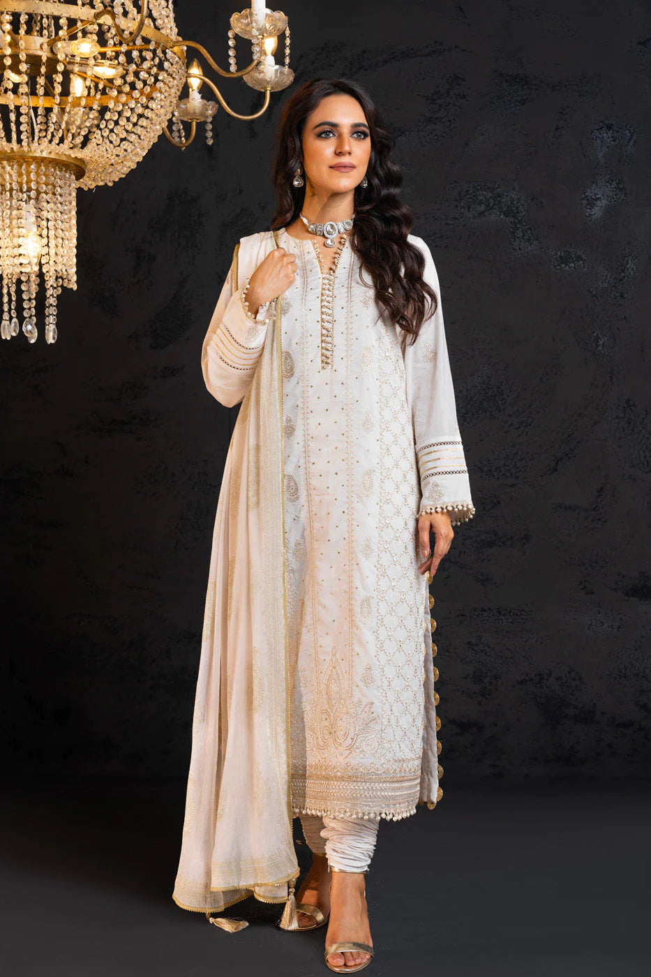 Alkaram | Spring Summer Festive 24 |  Embroidered Lawn White - Khanumjan  Pakistani Clothes and Designer Dresses in UK, USA 