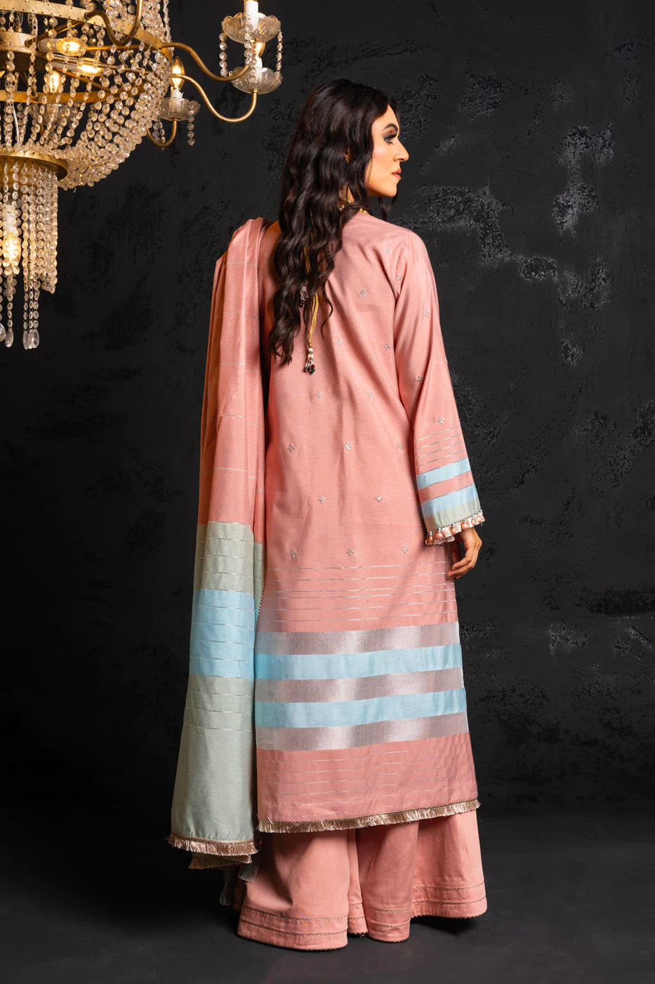 Alkaram | Spring Summer Festive 24 | Embroidered Yarn Dyed Salmon Pink - Khanumjan  Pakistani Clothes and Designer Dresses in UK, USA 