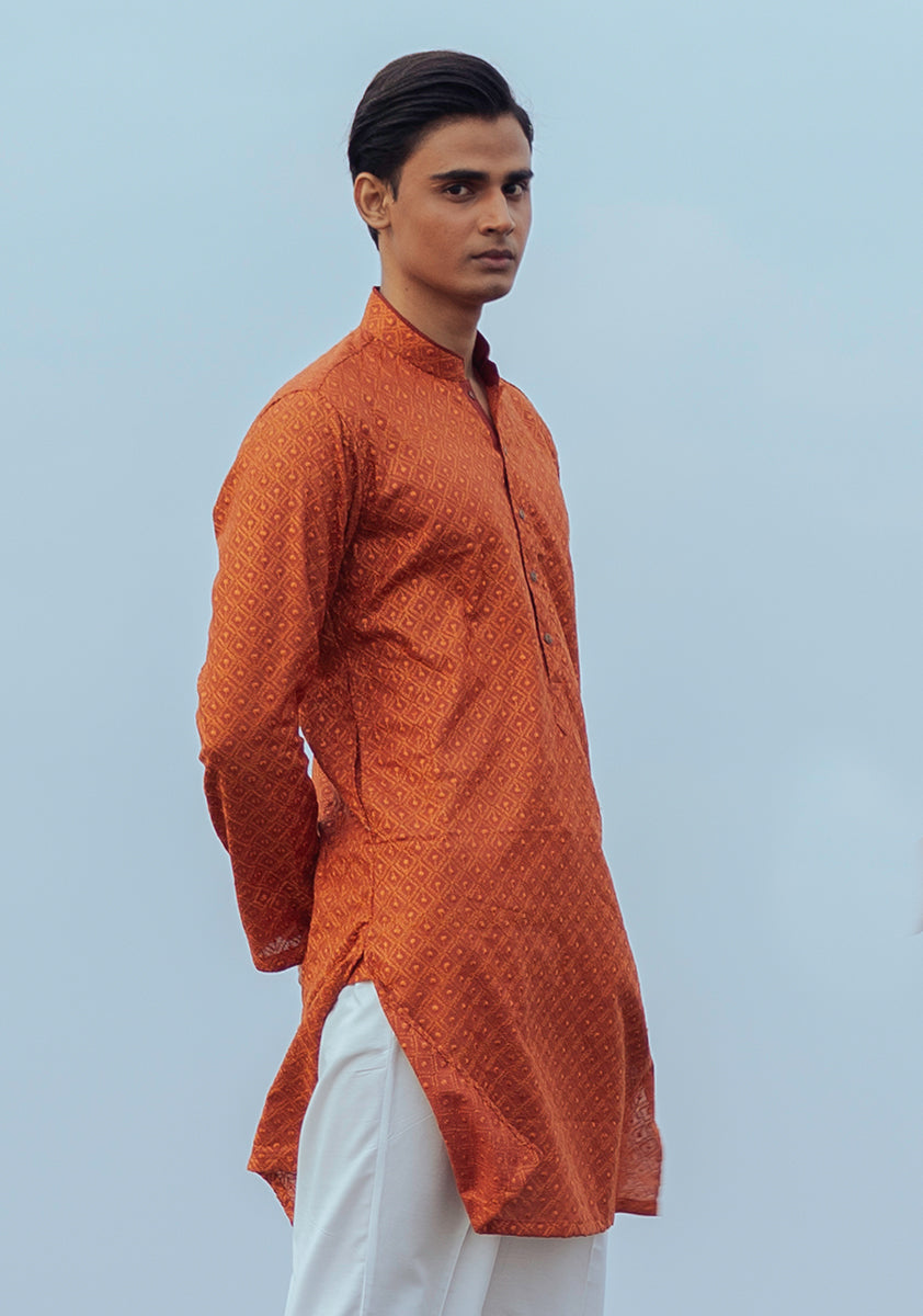 Pakistani Menswear | Amir Adnan - Basic Cotton Umber Slim Fit Kurta - Khanumjan  Pakistani Clothes and Designer Dresses in UK, USA 