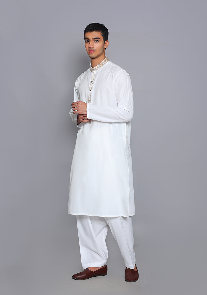 Pakistani Menswear | Amir Adnan - Basic Cotton Silk Cloud Dancer Classic Fit Embroidered Suit - Khanumjan  Pakistani Clothes and Designer Dresses in UK, USA 