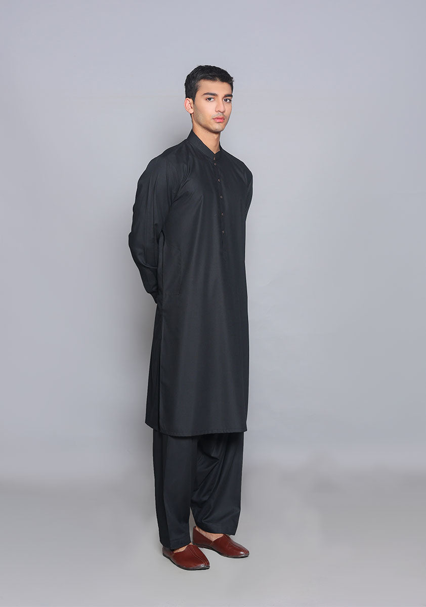 Pakistani Menswear | Amir Adnan - Basic Poly Viscose Pirat Black Classic Fit Suit - Khanumjan  Pakistani Clothes and Designer Dresses in UK, USA 
