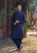 Pakistani Menswear | Amir Adnan - Basic Poly Viscose Dark Sapphire Classic Fit Embroidered Suit - Khanumjan  Pakistani Clothes and Designer Dresses in UK, USA 