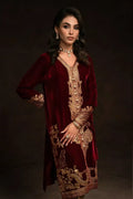 Ammara Khan | Velvet 23/24 | CLASSIC MAROON AND GOLD VELVET SET (D-04) - Khanumjan  Pakistani Clothes and Designer Dresses in UK, USA 