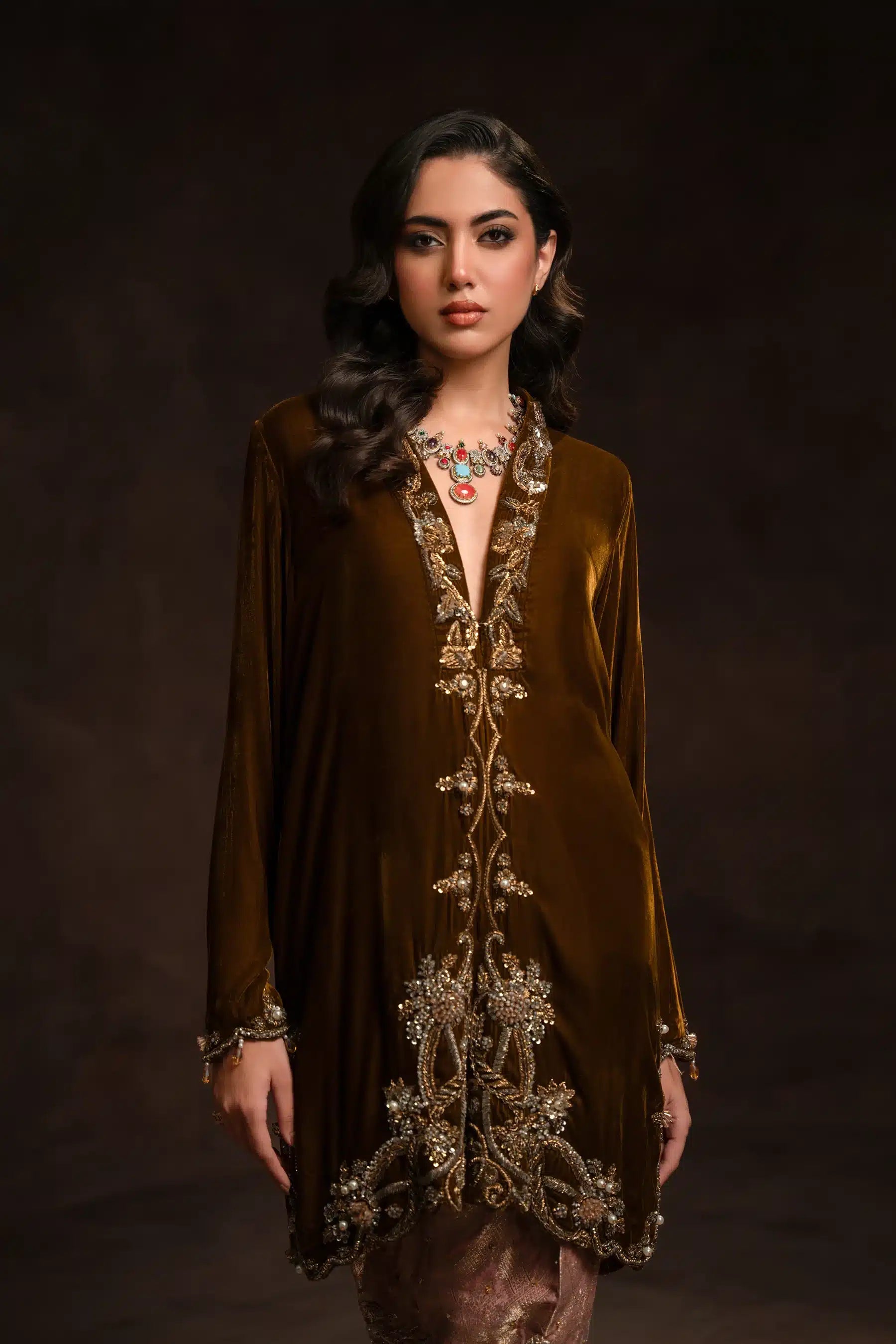 Ammara Khan | Velvet 23/24 | MODERN SHIRT AND SHALWAR SET (D-09C) - Khanumjan  Pakistani Clothes and Designer Dresses in UK, USA 