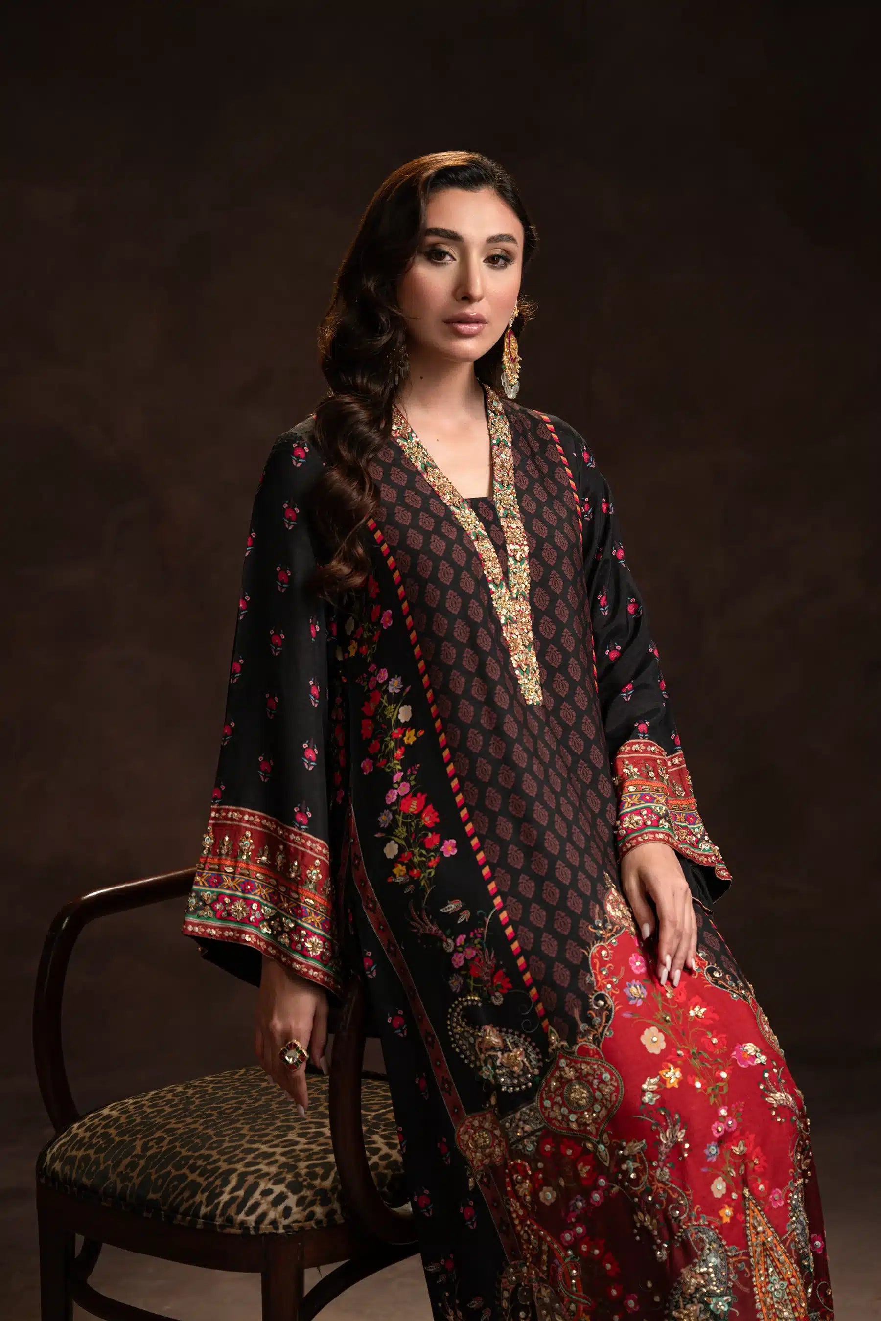 Ammara Khan | Kaftans 23 | MULTI TASSEL BLACK KAFTAN (D-01) - Khanumjan  Pakistani Clothes and Designer Dresses in UK, USA 