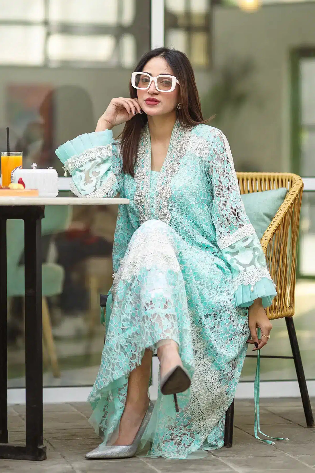 Ammara Khan | Kaftans 23 | LACE KAFTAN (D-01) - Khanumjan  Pakistani Clothes and Designer Dresses in UK, USA 