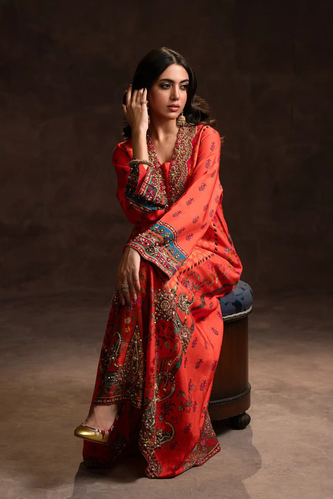 Ammara Khan | Kaftans 23 | FESTIVE ORANGE KAFTAN (D-03) - Khanumjan  Pakistani Clothes and Designer Dresses in UK, USA 