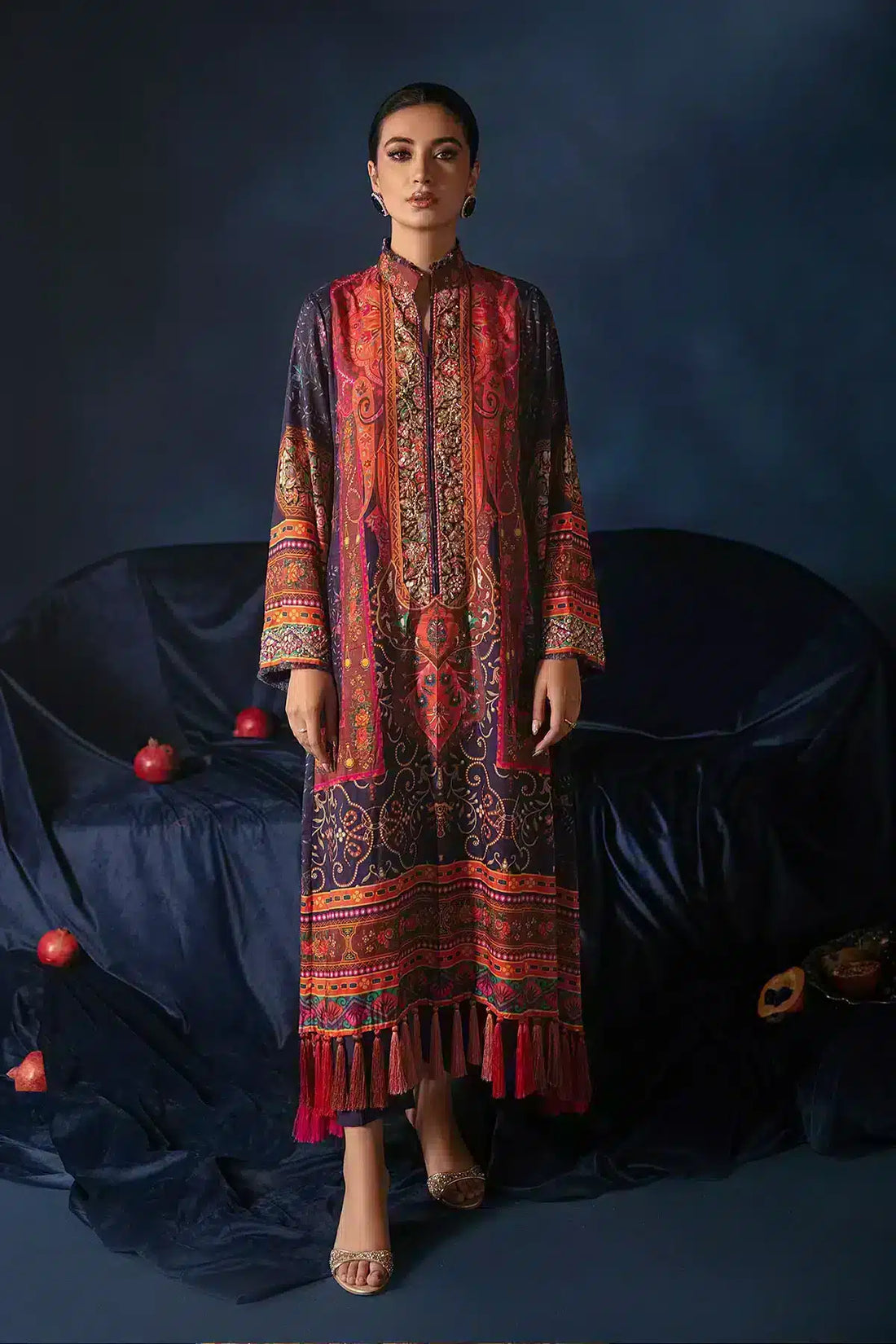 Ammara Khan | Kaftans 23 | TASSEL SHIRT (D-11) - Khanumjan  Pakistani Clothes and Designer Dresses in UK, USA 