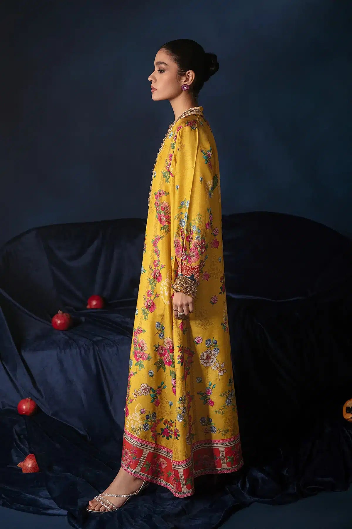 Ammara Khan | Kaftans 23 | PRINTED KAFTAN SHIRT (D-08) - Khanumjan  Pakistani Clothes and Designer Dresses in UK, USA 